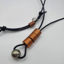 Load image into Gallery viewer, CONTACT US TO RECREATE THIS SOLD OUT STYLE Copper &amp; Sterling Silver Real Leather Necklace with Civa Fiji Saltwater Pearl - FJD$ - Adorn Pacific - All Products
