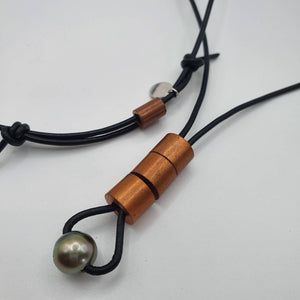CONTACT US TO RECREATE THIS SOLD OUT STYLE Copper & Sterling Silver Real Leather Necklace with Civa Fiji Saltwater Pearl - FJD$ - Adorn Pacific - All Products