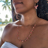 READY TO SHIP Coral & Glass Beads Necklace in 14k Gold Fill - FJD$ - Adorn Pacific - All Products