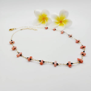 READY TO SHIP Coral & Glass Beads Necklace in 14k Gold Fill - FJD$ - Adorn Pacific - All Products