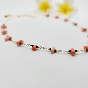 READY TO SHIP Coral & Glass Beads Necklace in 14k Gold Fill - FJD$ - Adorn Pacific - All Products