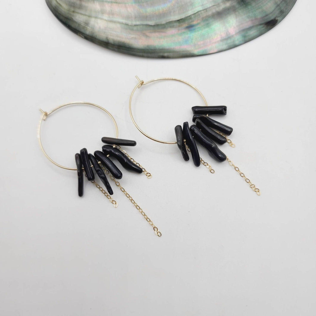 READY TO SHIP Coral Hoop Earrings - 14k Gold Fill FJD$ - Adorn Pacific - All Products