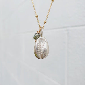 READY TO SHIP - Cowrie Shell Necklace - 925 Sterling Silver & 14k Gold Fill Chain FJD$ - Adorn Pacific - Necklaces