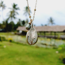 Load image into Gallery viewer, READY TO SHIP - Cowrie Shell Necklace - 925 Sterling Silver &amp; 14k Gold Fill Chain FJD$ - Adorn Pacific - Necklaces
