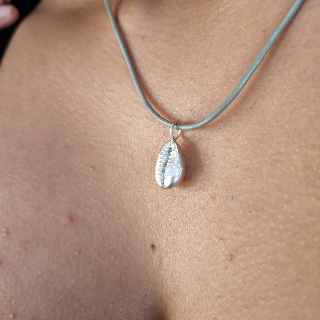 READY TO SHIP - Cowrie Shell Necklace with Zirconia - 925 Sterling Silver & Real Leather FJD$ - Adorn Pacific - Necklaces