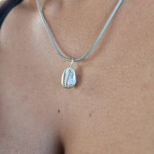 Load image into Gallery viewer, READY TO SHIP - Cowrie Shell Necklace with Zirconia - 925 Sterling Silver &amp; Real Leather FJD$ - Adorn Pacific - Necklaces
