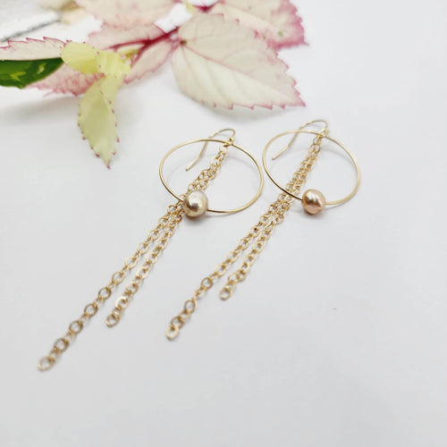 CONTACT US TO RECREATE THIS SOLD OUT STYLE Earrings with Freshwater Pearl and chain detail - 14k Gold Fill FJD$ - Adorn Pacific - Earrings