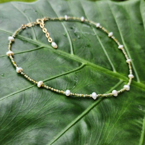 READY TO SHIP Faceted Glass Bead & Freshwater Pearl Choker Necklace - 14k Gold Fill FJD$ - Adorn Pacific - Earrings