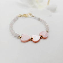 Load image into Gallery viewer, READY TO SHIP Faceted Glass Bead &amp; Mother of Pearl Heart Charm Bracelet - 14k Gold Fill FJD$ - Adorn Pacific - All Products
