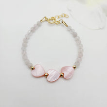 Load image into Gallery viewer, READY TO SHIP Faceted Glass Bead &amp; Mother of Pearl Heart Charm Bracelet - 14k Gold Fill FJD$ - Adorn Pacific - All Products
