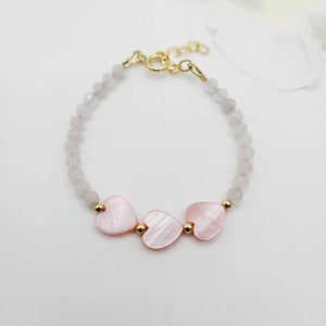 READY TO SHIP Faceted Glass Bead & Mother of Pearl Heart Charm Bracelet - 14k Gold Fill FJD$ - Adorn Pacific - All Products