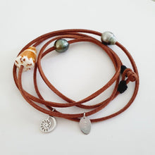 Load image into Gallery viewer, READY TO SHIP Fiji Pearl &amp; Nautilus Charm Faux Suede Leather Multi-way Bracelet / Necklace - FJD$ - Adorn Pacific - All Products
