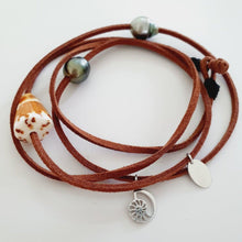 Load image into Gallery viewer, READY TO SHIP Fiji Pearl &amp; Nautilus Charm Faux Suede Leather Multi-way Bracelet / Necklace - FJD$ - Adorn Pacific - All Products
