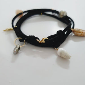 READY TO SHIP Fiji Pearl & Seahorse Charm Faux Suede Leather Multi-way Bracelet / Necklace - FJD$ - Adorn Pacific - All Products