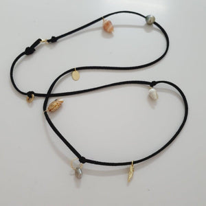 READY TO SHIP Fiji Pearl & Seahorse Charm Faux Suede Leather Multi-way Bracelet / Necklace - FJD$ - Adorn Pacific - All Products