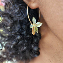 Load image into Gallery viewer, CONTACT US TO RECREATE THIS SOLD OUT STYLE Flower Oyster Shell Hoop Earrings - 14k Gold Filled FJD$ - Adorn Pacific - All Products
