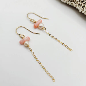 READY TO SHIP Freshwater Pearl & Coral Earrings in 14k Gold Fill - FJD$ - Adorn Pacific - All Products