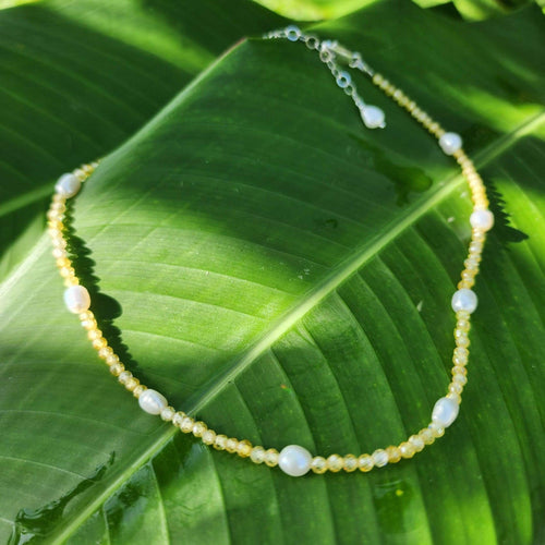 READY TO SHIP Freshwater Pearl & Faceted Glass Bead Choker Necklace - 925 Sterling Silver FJD$ - Adorn Pacific - Necklaces
