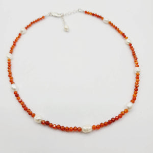 READY TO SHIP Freshwater Pearl & Faceted Glass Bead Choker Necklace - 925 Sterling Silver FJD$ - Adorn Pacific - Necklaces