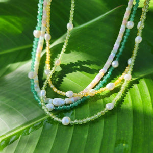 READY TO SHIP Freshwater Pearl & Faceted Glass Bead Choker Necklace - 925 Sterling Silver FJD$ - Adorn Pacific - Necklaces