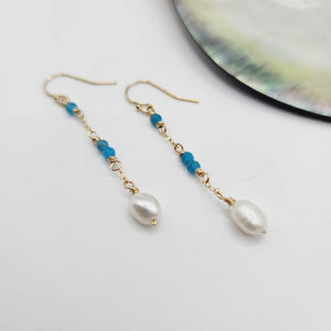 READY TO SHIP Freshwater Pearl & Faceted Glass Beads Earrings in 14k Gold Fill - FJD$ - Adorn Pacific - All Products