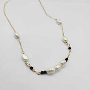 READY TO SHIP Freshwater Pearl & Faceted Glass Beads Necklace in 14k Gold Fill - FJD$ - Adorn Pacific - All Products