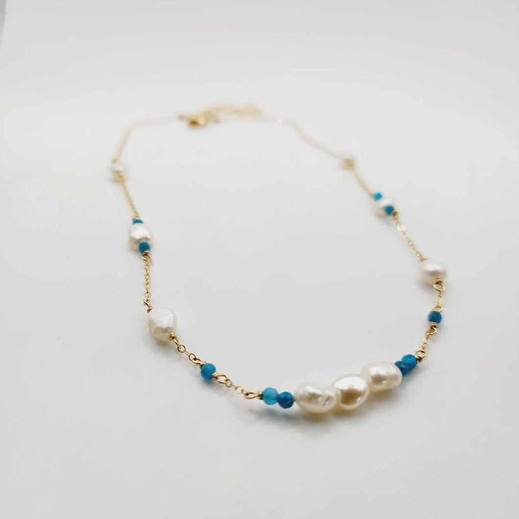 READY TO SHIP Freshwater Pearl & Faceted Glass Beads Necklace in 14k Gold Fill - FJD$ - Adorn Pacific - All Products