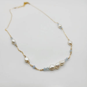 READY TO SHIP Freshwater Pearl & Faceted Glass Beads Necklace in 14k Gold Fill - FJD$ - Adorn Pacific - All Products