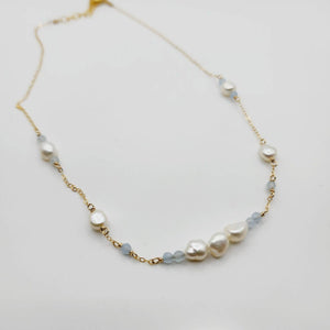 READY TO SHIP Freshwater Pearl & Faceted Glass Beads Necklace in 14k Gold Fill - FJD$ - Adorn Pacific - All Products