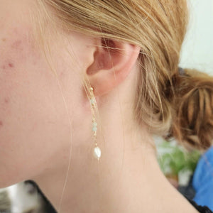 READY TO SHIP Freshwater Pearl & Faceted Glass Beads Stud Earrings in 14k Gold Fill - FJD$ - Adorn Pacific - All Products