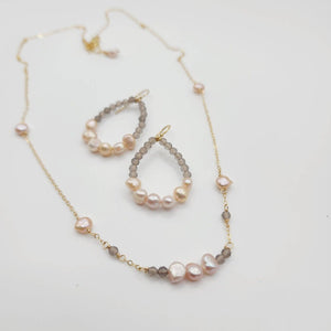READY TO SHIP Freshwater Pearl & Labradorite Faceted Beads Necklace and Earrings Set in 14k Gold Fill - FJD$ - Adorn Pacific - All Products