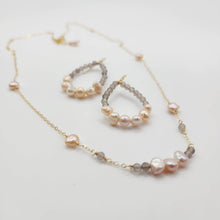 Load image into Gallery viewer, READY TO SHIP Freshwater Pearl &amp; Labradorite Faceted Beads Necklace and Earrings Set in 14k Gold Fill - FJD$ - Adorn Pacific - All Products
