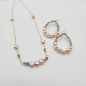 READY TO SHIP Freshwater Pearl & Labradorite Faceted Beads Necklace and Earrings Set in 14k Gold Fill - FJD$ - Adorn Pacific - All Products