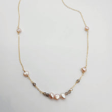 Load image into Gallery viewer, READY TO SHIP Freshwater Pearl &amp; Labradorite Faceted Beads Necklace in 14k Gold Fill - FJD$ - Adorn Pacific - All Products
