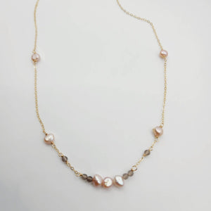 READY TO SHIP Freshwater Pearl & Labradorite Faceted Beads Necklace in 14k Gold Fill - FJD$ - Adorn Pacific - All Products