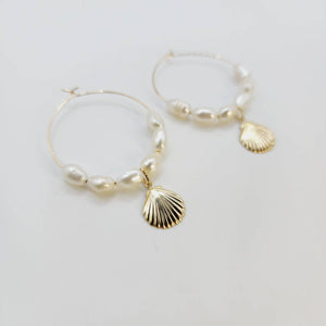 READY TO SHIP Freshwater Pearl & Mermaid Charm Earrings in 14k Gold Fill - FJD$ - Adorn Pacific - All Products