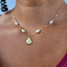 Load image into Gallery viewer, READY TO SHIP Freshwater Pearl &amp; Mermaid Charm Necklace in 14k Gold Fill - FJD$ - Adorn Pacific - All Products
