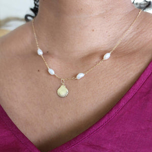 READY TO SHIP Freshwater Pearl & Mermaid Charm Necklace in 14k Gold Fill - FJD$ - Adorn Pacific - All Products