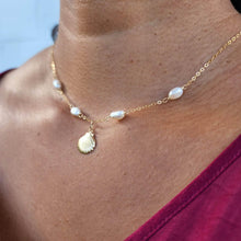Load image into Gallery viewer, READY TO SHIP Freshwater Pearl &amp; Mermaid Charm Necklace in 14k Gold Fill - FJD$ - Adorn Pacific - All Products
