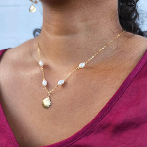 READY TO SHIP Freshwater Pearl & Mermaid Charm Necklace in 14k Gold Fill - FJD$ - Adorn Pacific - All Products