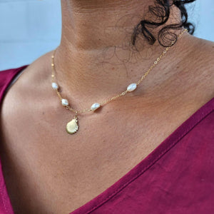 READY TO SHIP Freshwater Pearl & Mermaid Charm Necklace in 14k Gold Fill - FJD$ - Adorn Pacific - All Products