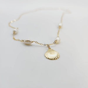 READY TO SHIP Freshwater Pearl & Mermaid Charm Necklace in 14k Gold Fill - FJD$ - Adorn Pacific - All Products