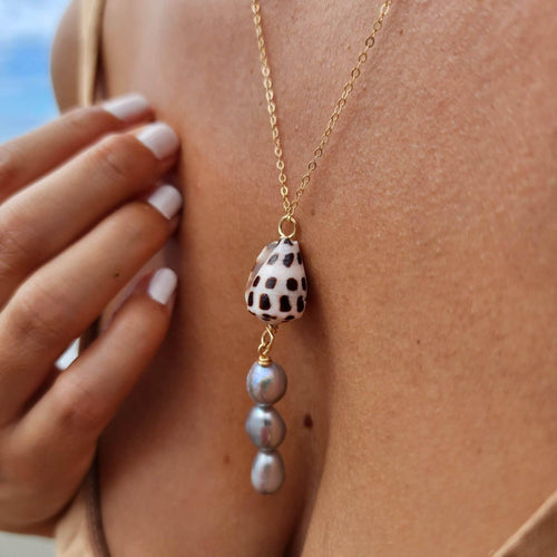 READY TO SHIP Freshwater Pearl & Shell Necklace in 14k Gold Fill - FJD$ - Adorn Pacific - All Products