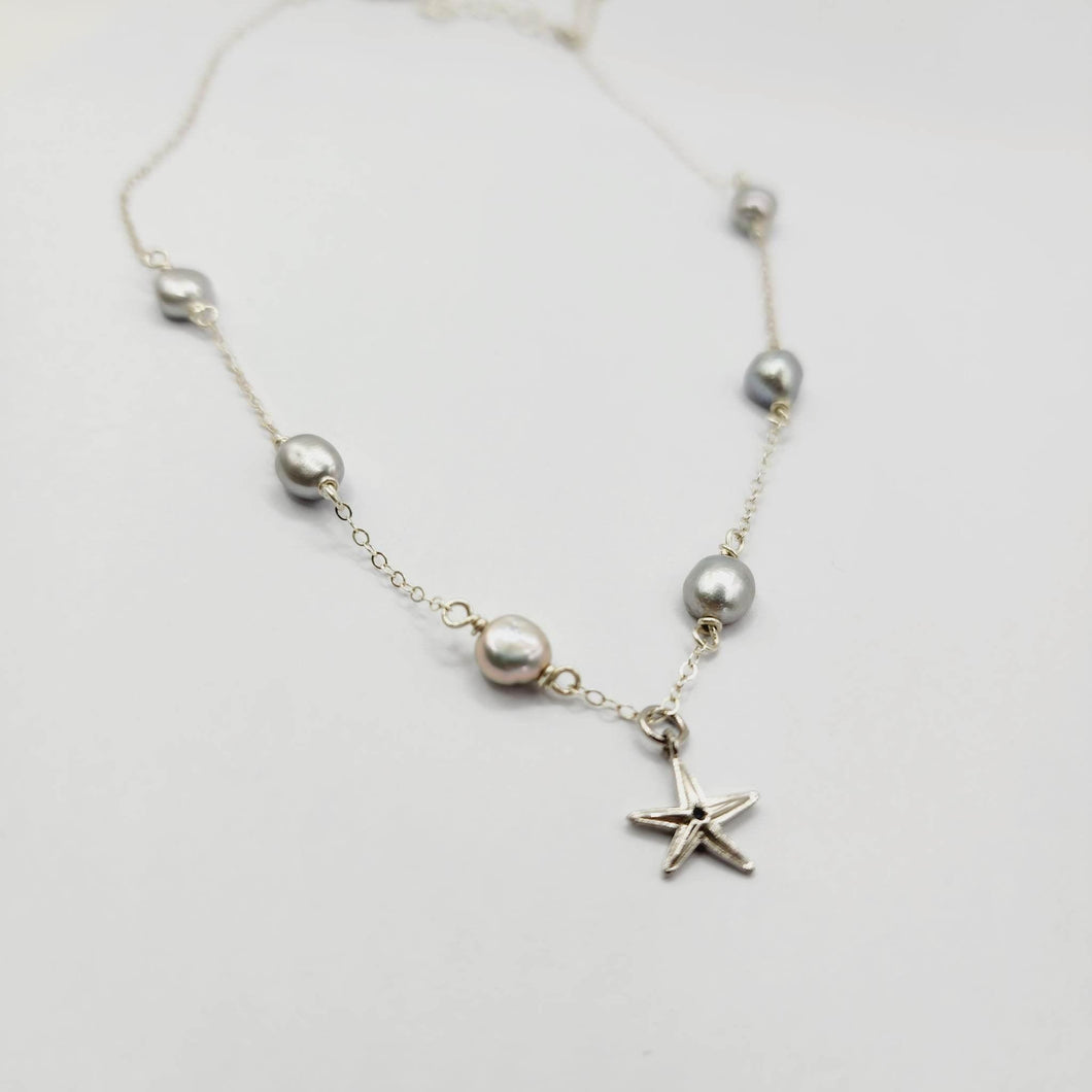 READY TO SHIP Freshwater Pearl & Starfish Charm Necklace - FJD$ - Adorn Pacific - All Products
