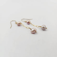 Load image into Gallery viewer, READY TO SHIP - Freshwater Pearl Drop Earrings with Chain Detail - 14k Gold Fill FJD$ - Adorn Pacific - Earrings
