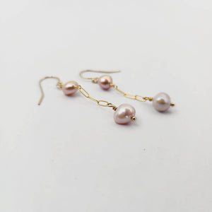 READY TO SHIP - Freshwater Pearl Drop Earrings with Chain Detail - 14k Gold Fill FJD$ - Adorn Pacific - Earrings