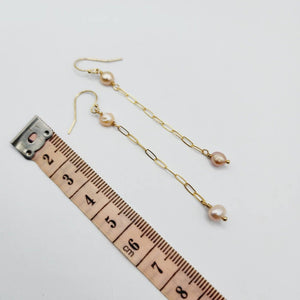 READY TO SHIP - Freshwater Pearl Drop Earrings with Chain Detail - 14k Gold Fill FJD$ - Adorn Pacific - Earrings