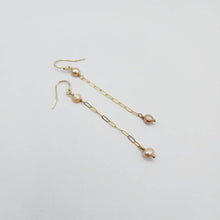 Load image into Gallery viewer, READY TO SHIP - Freshwater Pearl Drop Earrings with Chain Detail - 14k Gold Fill FJD$ - Adorn Pacific - Earrings
