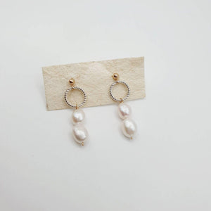 READY TO SHIP Freshwater Pearl Drop Stud Earrings - 14k Gold Fill & 925 Sterling Silver FJD$ - Adorn Pacific - 