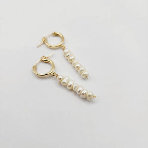 READY TO SHIP Freshwater Pearl Huggie Drop Earrings - 14k Gold Fill FJD$ - Adorn Pacific - 